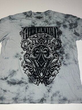 Affliction men's ribbed shoulder puff logo gray tshirt size XXL